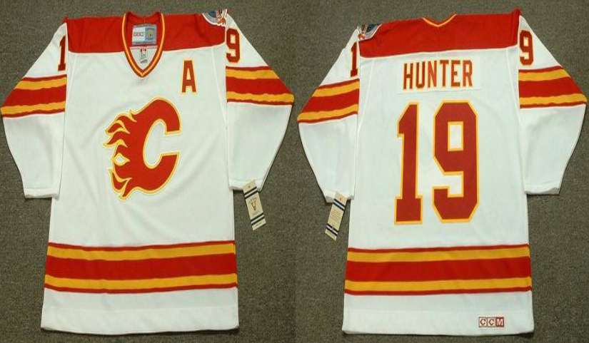 2019 Men Calgary Flames 19 Hunter white CCM NHL jerseys